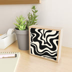 Retro Liquid Swirl Abstract Square 2 in Black and Almond Cream Mini Art Print Gallery Image 2