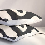 Retro Liquid Swirl Abstract Square 2 in Black and Almond Cream Pillow Sham Gallery Image 3