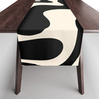 Retro Liquid Swirl Abstract Square 2 in Black and Almond Cream Table Runner Gallery Image 1