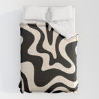 Retro Liquid Swirl Abstract Square 2 in Black and Almond Cream Comforter Gallery Image 6
