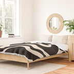 Retro Liquid Swirl Abstract Square 2 in Black and Almond Cream Duvet Cover Gallery Image 2