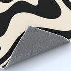 Retro Liquid Swirl Abstract Square 2 in Black and Almond Cream Rug Gallery Image 4