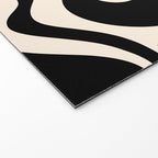 Retro Liquid Swirl Abstract Square 2 in Black and Almond Cream Welcome Mat Gallery Image 2