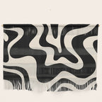 Retro Liquid Swirl Abstract Square 2 in Black and Almond Cream Wall Hanging Gallery Image 1