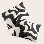 Retro Liquid Swirl Abstract Square 2 in Black and Almond Cream Pillow Sham Gallery Image 3