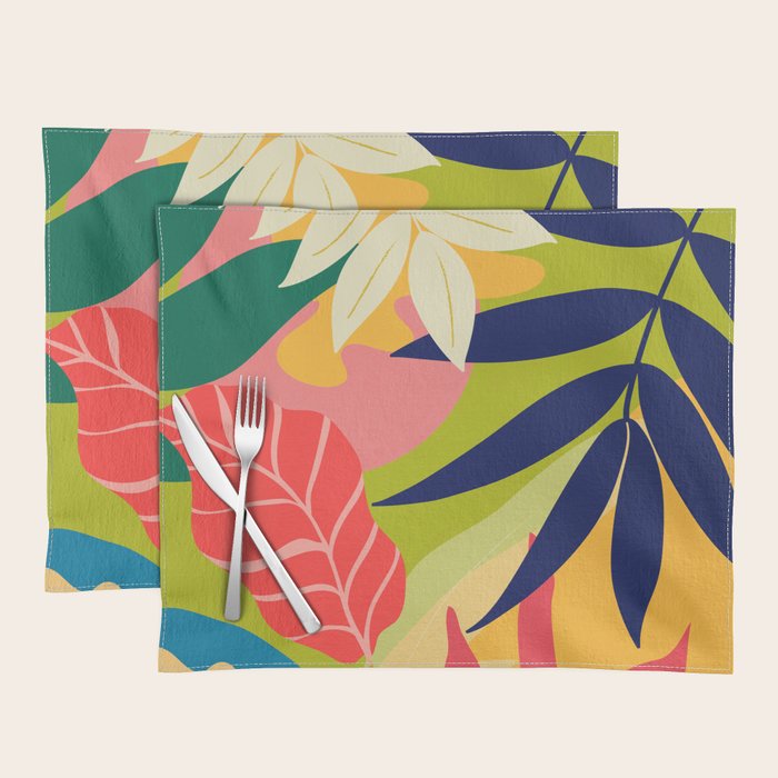 Modern Abstract Art Tropical Leaves Placemat Gallery Image 1