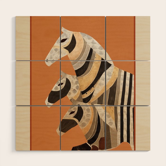 Horses in Stripes II Wood Wall Art Gallery Image 1