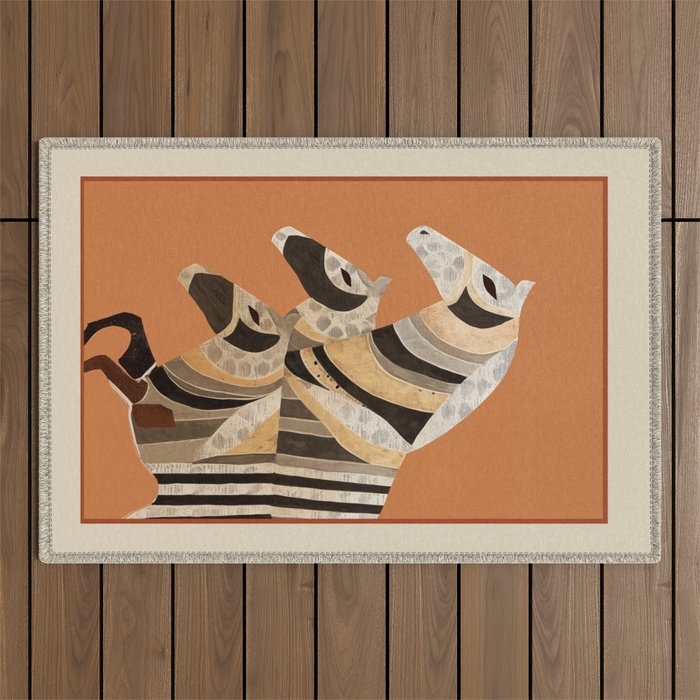 Horses in Stripes II Outdoor Rug Gallery Image 1