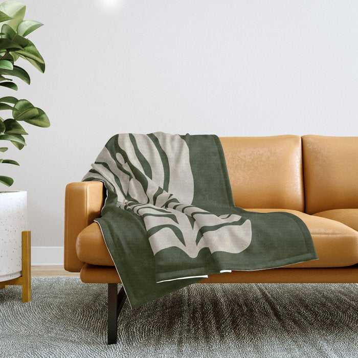 Night Bloom - Green Throw Blanket Gallery Image 1