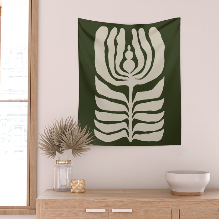 Night Bloom - Green Wall Tapestry Gallery Image 2