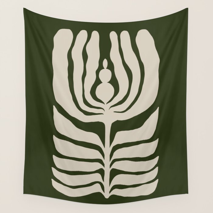 Night Bloom - Green Wall Tapestry Gallery Image 1