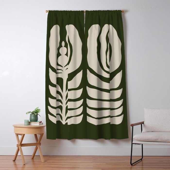 Night Bloom - Green Window Curtain Gallery Image 1