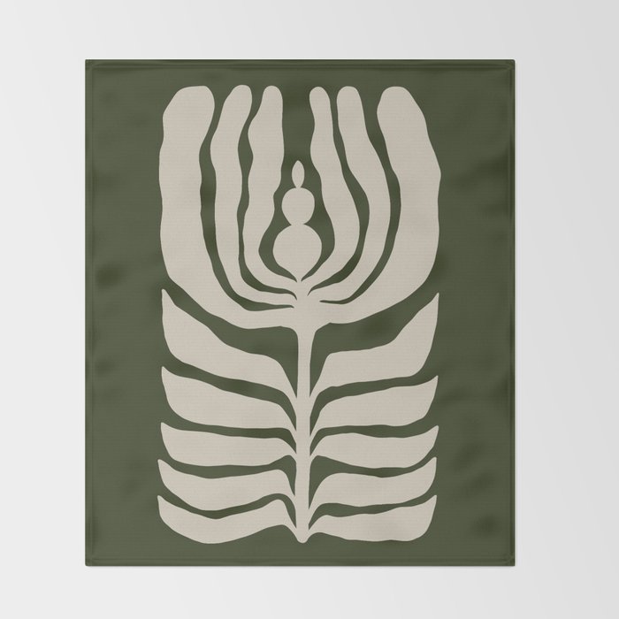 Night Bloom - Green Throw Blanket Gallery Image 2