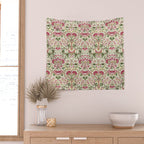 William Morris Vintage Lodden Rose Pink Thyme Green Floral Pattern Wall Tapestry Gallery Image 2