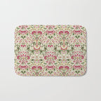William Morris Vintage Lodden Rose Pink Thyme Green Floral Pattern Bath Mat Gallery Image 1