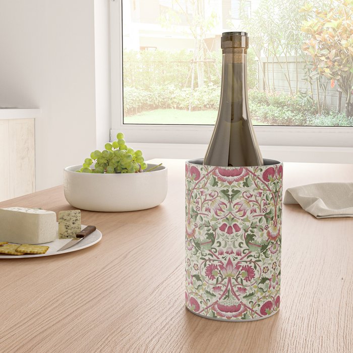 William Morris Vintage Lodden Rose Pink Thyme Green Floral Pattern Wine Chiller Gallery Image 4