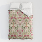 William Morris Vintage Lodden Rose Pink Thyme Green Floral Pattern Duvet Cover Gallery Image 6