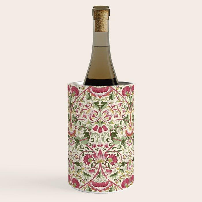 William Morris Vintage Lodden Rose Pink Thyme Green Floral Pattern Wine Chiller Gallery Image 1