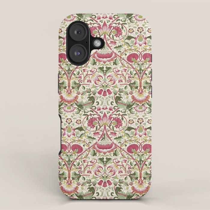 William Morris Vintage Lodden Rose Pink Thyme Green Floral Pattern iPhone Case Gallery Image 1