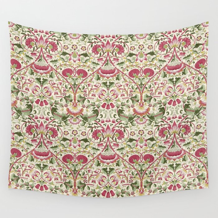 William Morris Vintage Lodden Rose Pink Thyme Green Floral Pattern Wall Tapestry Gallery Image 4