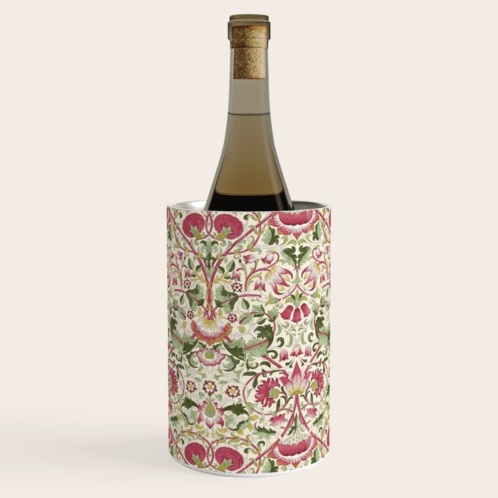 William Morris Vintage Lodden Rose Pink Thyme Green Floral Pattern Wine Chiller Gallery Image 3