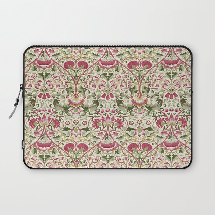 William Morris Vintage Lodden Rose Pink Thyme Green Floral Pattern Laptop Sleeve Gallery Image 1