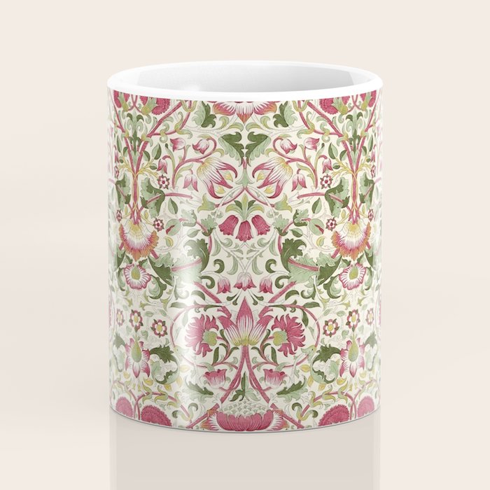 William Morris Vintage Lodden Rose Pink Thyme Green Floral Pattern Coffee Mug Gallery Image 4