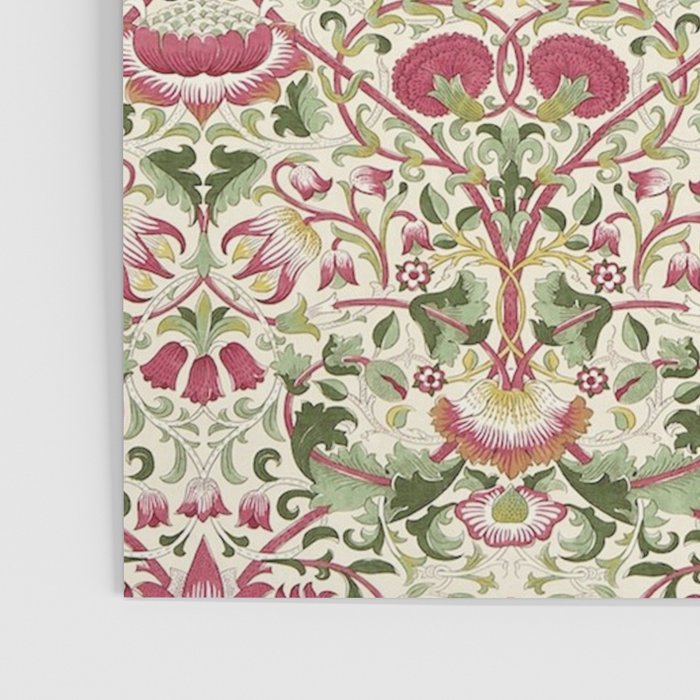 William Morris Vintage Lodden Rose Pink Thyme Green Floral Pattern Poster Gallery Image 3
