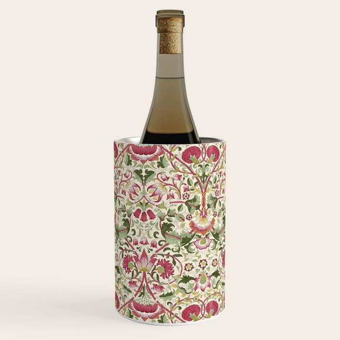 William Morris Vintage Lodden Rose Pink Thyme Green Floral Pattern Wine Chiller Gallery Image 2