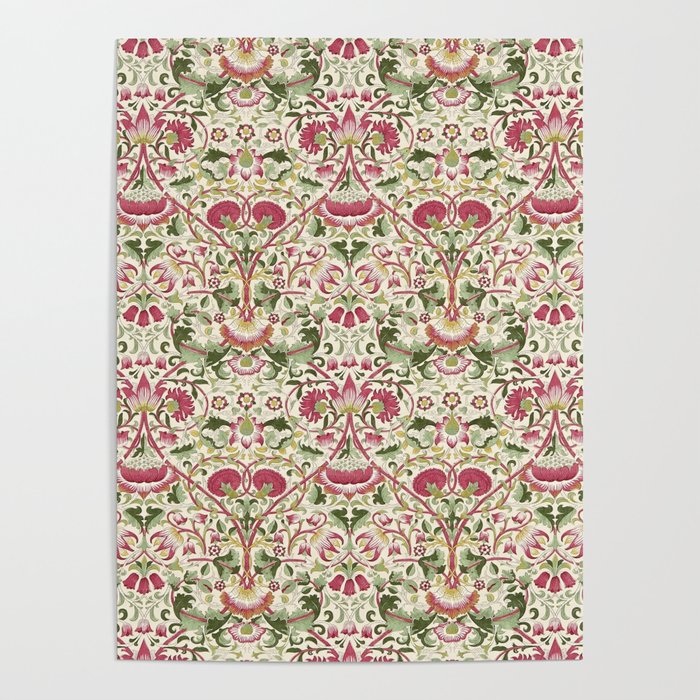 William Morris Vintage Lodden Rose Pink Thyme Green Floral Pattern Poster Gallery Image 4