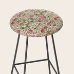 William Morris Vintage Lodden Rose Pink Thyme Green Floral Pattern Stool Gallery Image 2