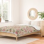 William Morris Vintage Lodden Rose Pink Thyme Green Floral Pattern Duvet Cover Gallery Image 2