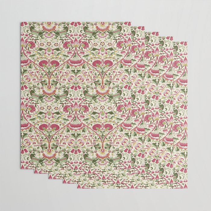William Morris Vintage Lodden Rose Pink Thyme Green Floral Pattern Wrapping Paper Gallery Image 3