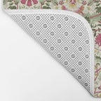 William Morris Vintage Lodden Rose Pink Thyme Green Floral Pattern Bath Mat Gallery Image 2