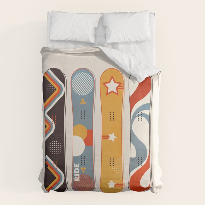 Retro Snowboards  Duvet Cover Gallery Image 1
