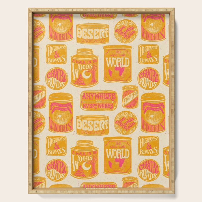 Vagabondâs Cupboard - marigold and pink Serving Tray Gallery Image 1