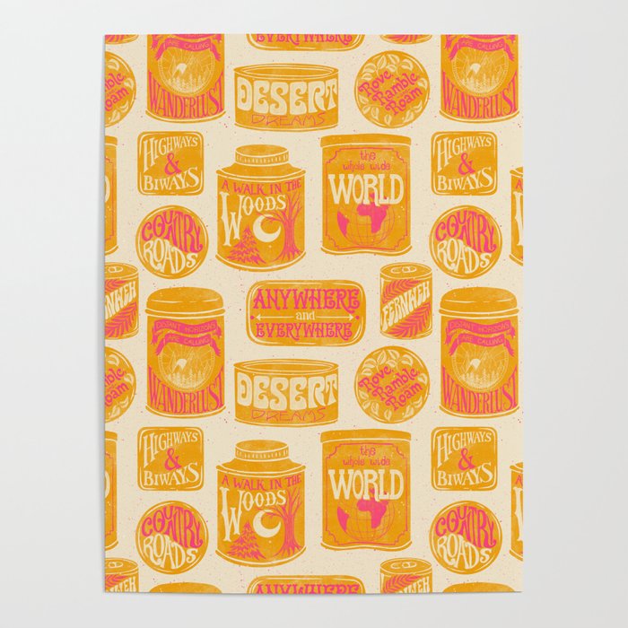 Vagabondâs Cupboard - marigold and pink Poster Gallery Image 1
