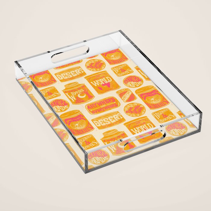 Vagabondâs Cupboard - marigold and pink Acrylic Tray Gallery Image 1