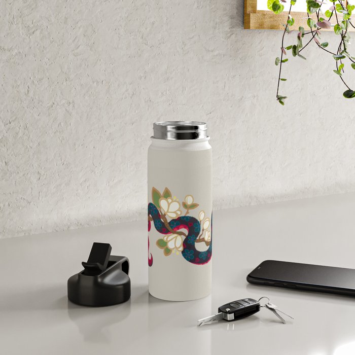 Snake and flowers 2 Water Bottle Gallery Image 4
