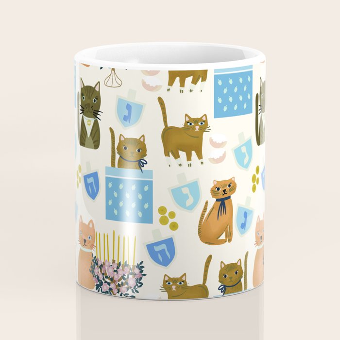 Cream Hanukkah Cats Coffee Mug Gallery Image 4