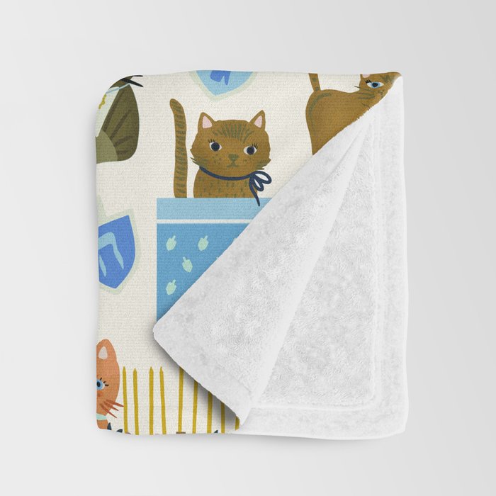 Cream Hanukkah Cats Throw Blanket Gallery Image 3