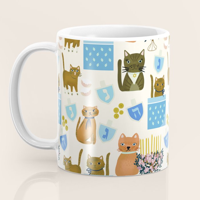 Cream Hanukkah Cats Coffee Mug Gallery Image 3