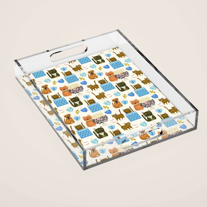 Cream Hanukkah Cats Acrylic Tray Gallery Image 1