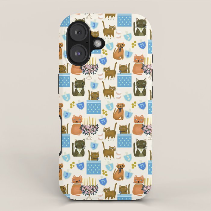 Cream Hanukkah Cats iPhone Case Gallery Image 1