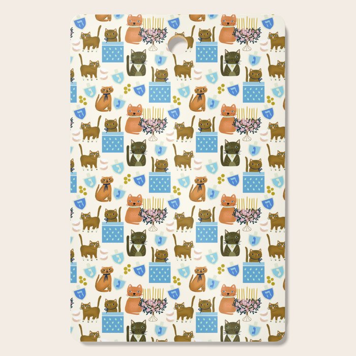 Cream Hanukkah Cats Cutting Board Gallery Image 1
