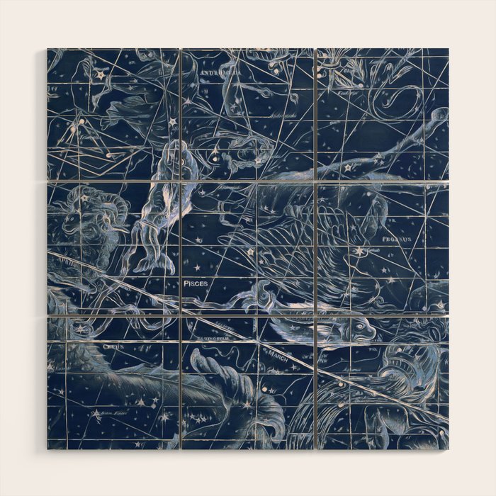 Pisces sky star map Wood Wall Art Gallery Image 1
