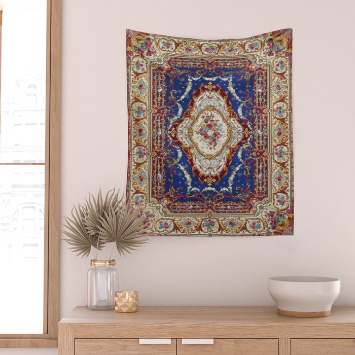 Wonderfully Detailed Persian Rug Oriental Victorian Style Carpet Design Wall Tapestry Gallery Image 2