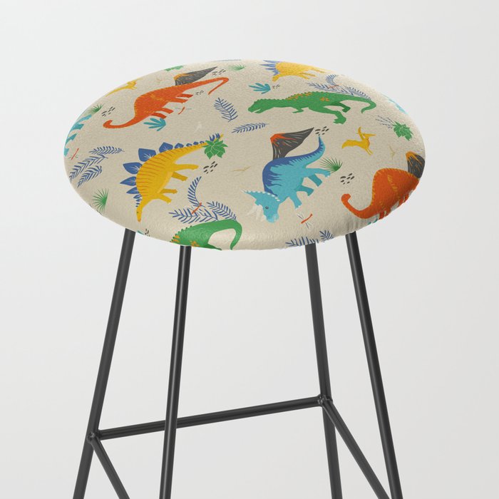 Jurassic Dinosaurs in Primary Colors Stool Gallery Image 2