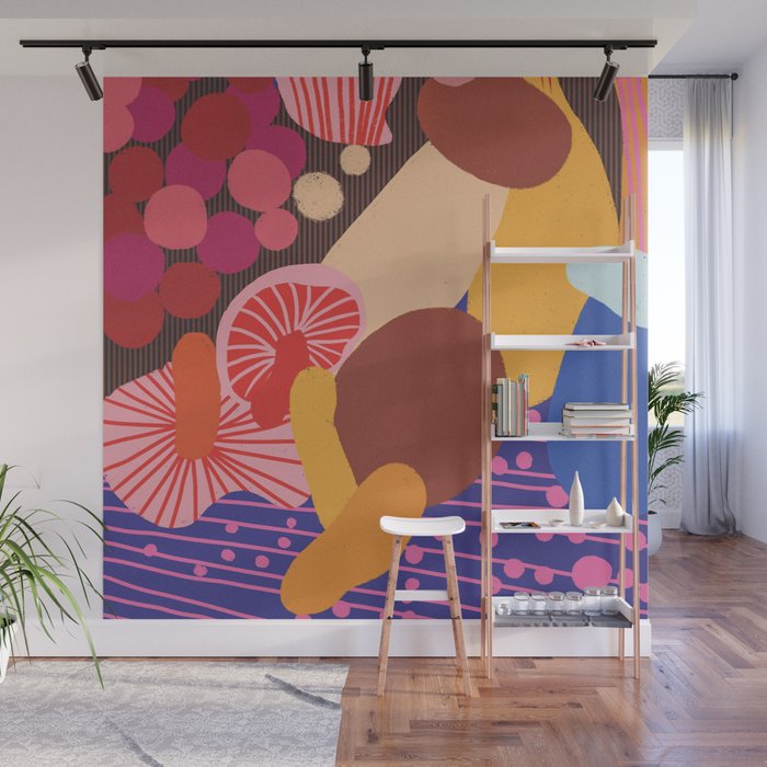 Mushroom abstract pattern Wall Mural Gallery Image 1