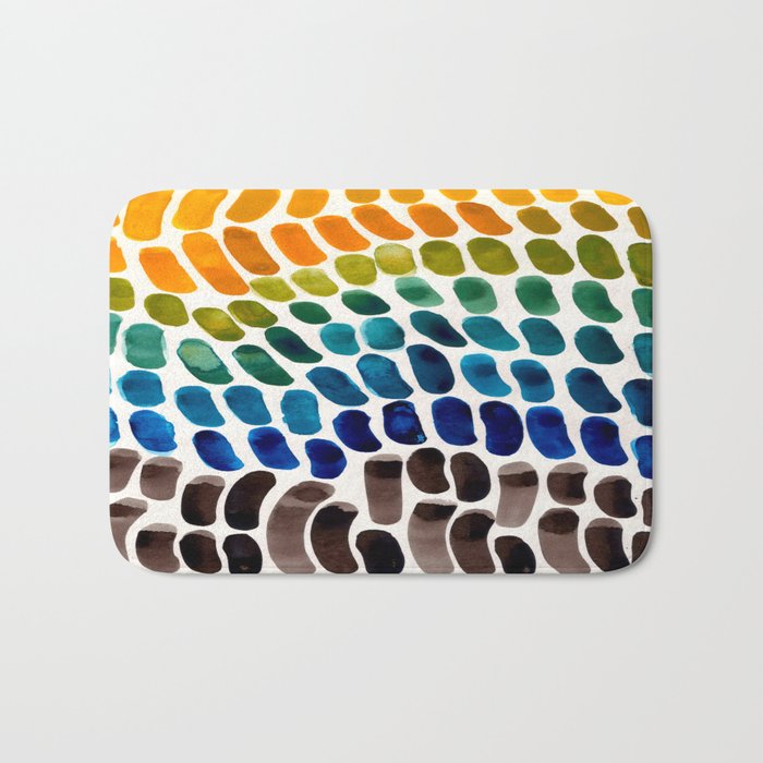 Colorful Rainbow Watercolor Organic Patterns Natural Shapes Playful Art Mid Century Modern Tribal Ar Bath Mat Gallery Image 1